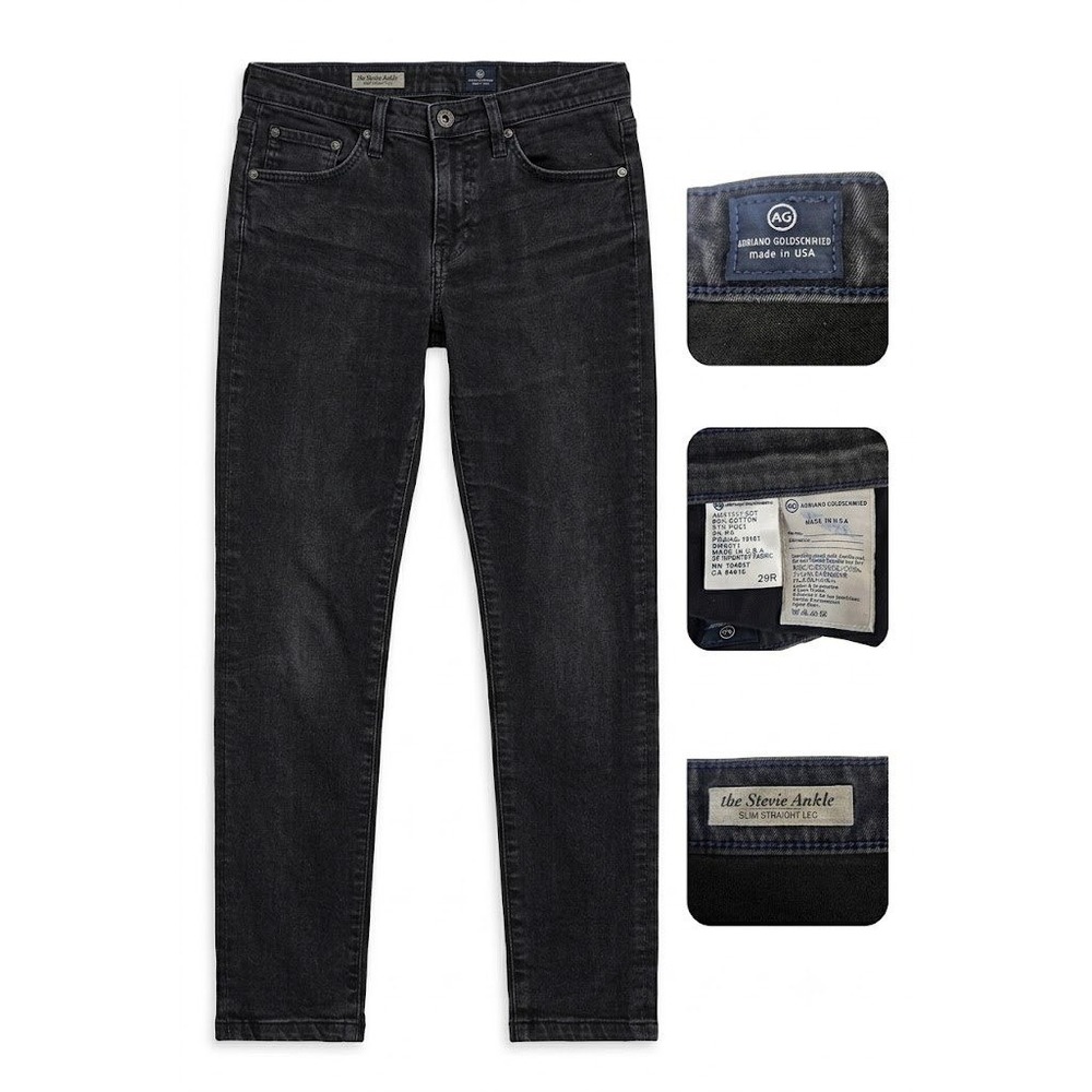 AG Adriano Goldschmied The Stevie Ankle Jeans Womens 29‎ Black Slim Straight USA